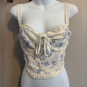 Garage Floral Lace-Up Bustier Corset M coquette romantic French